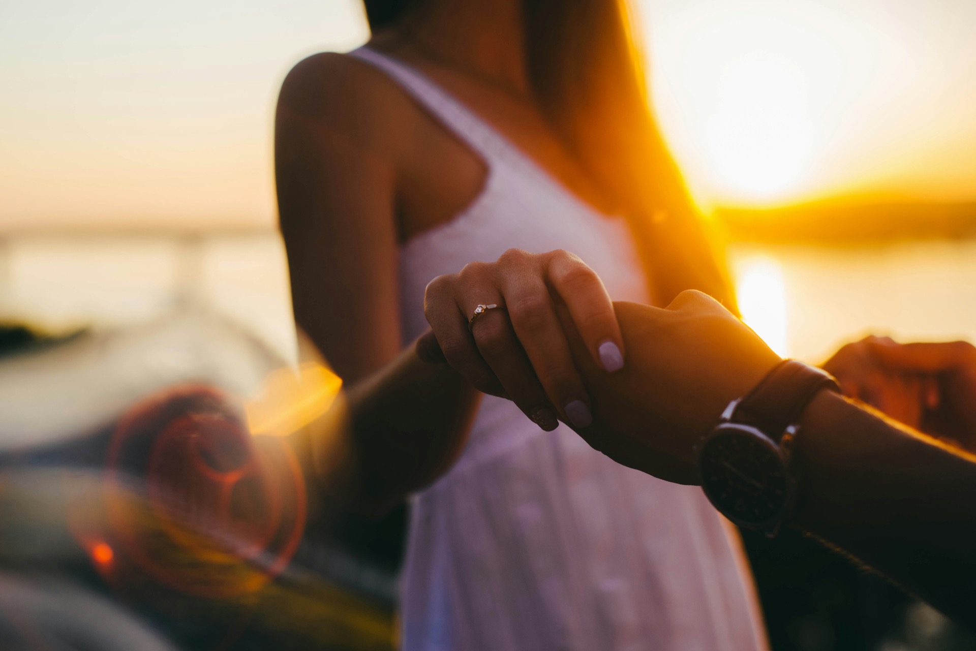 Margaux et Nathan, coucher de soleil